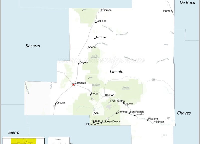 Map of Lincoln County, New Mexico.